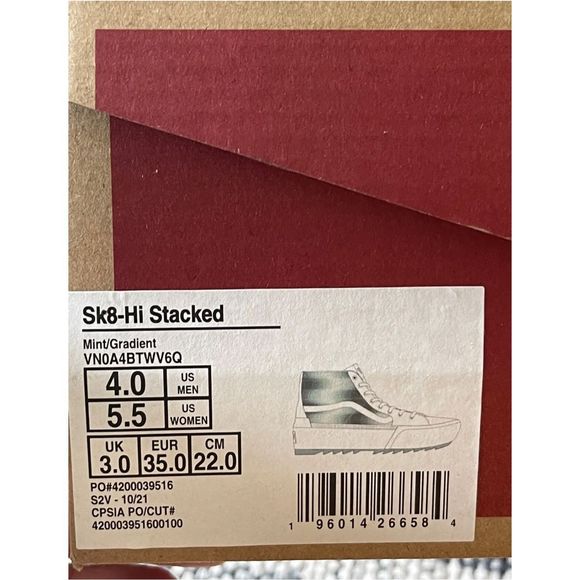 Vans Platform Sneakers Women’s Size 5.5 Sk8 Hi Stacked White Green Mint - Picture 8 of 8